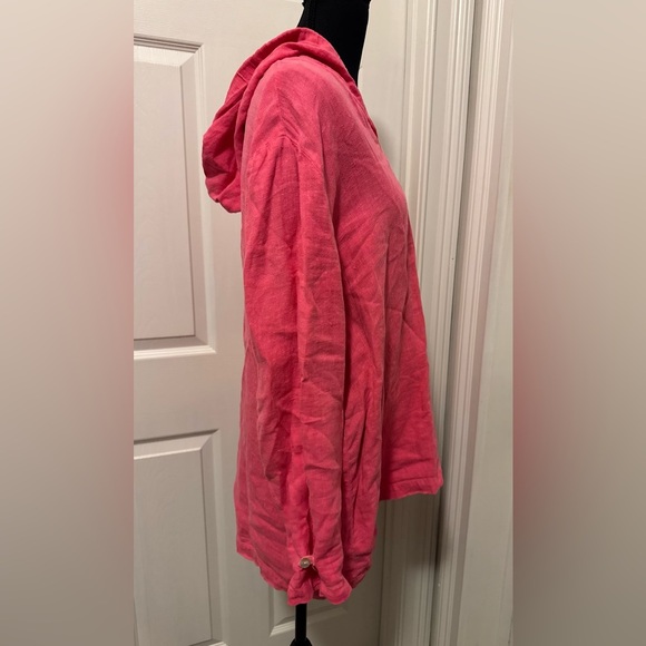 Varsity Pink Linen Hooded Top - Picture 4 of 5